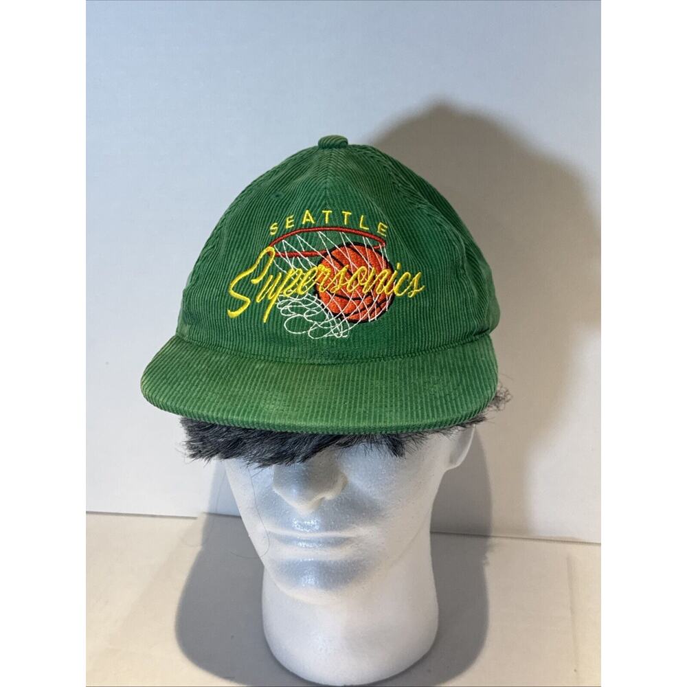 Seattle SuperSonics Corduroy Snapback Hat Green HTF And Rare